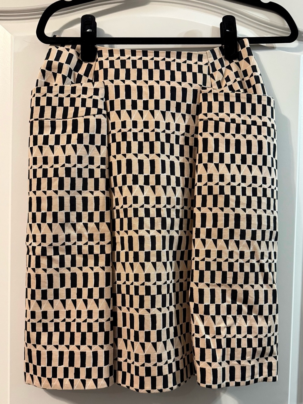 kate spade Saturday Black, Peach & Cream Geometric Pleated Skirt